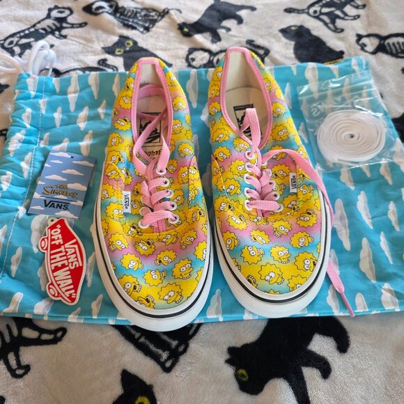 Vans x The Simpsons Customs Lisa Authentics W9.5/M8 NWT UNIQUE - Picture 1 of 5